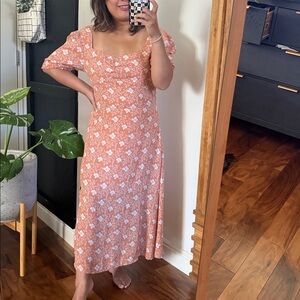 Slide Show‎ floral midi slit dress. Size 14